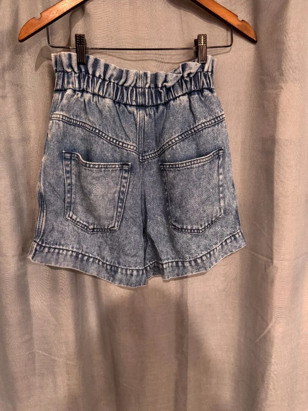 Isabel Marant Étoile Titea Denim Shorts Size 36 Light Blue Paperbag - Picture 2 of 4